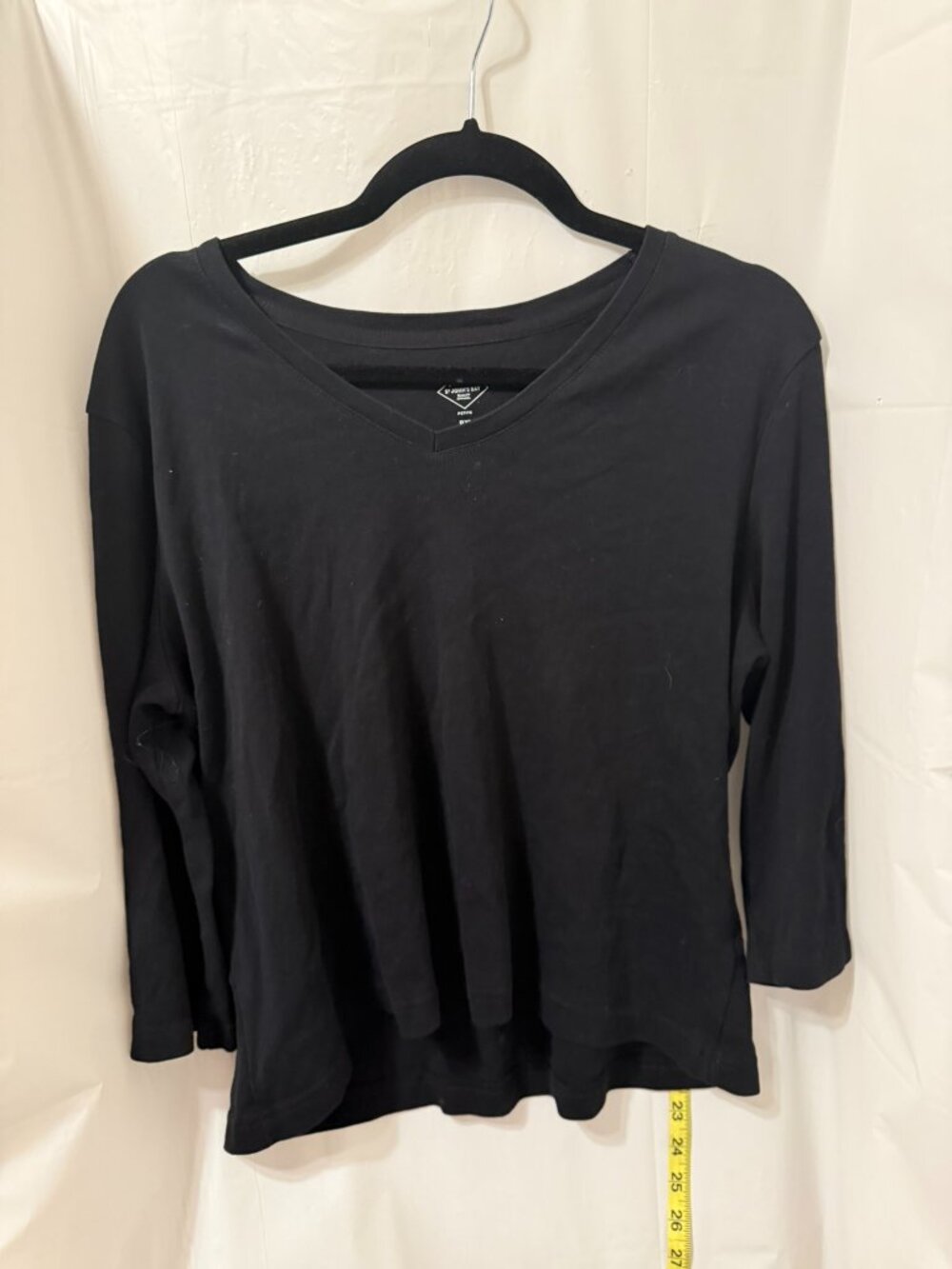 St. Johns Bay Black V-Neck Long Sleeve Top Size PXL